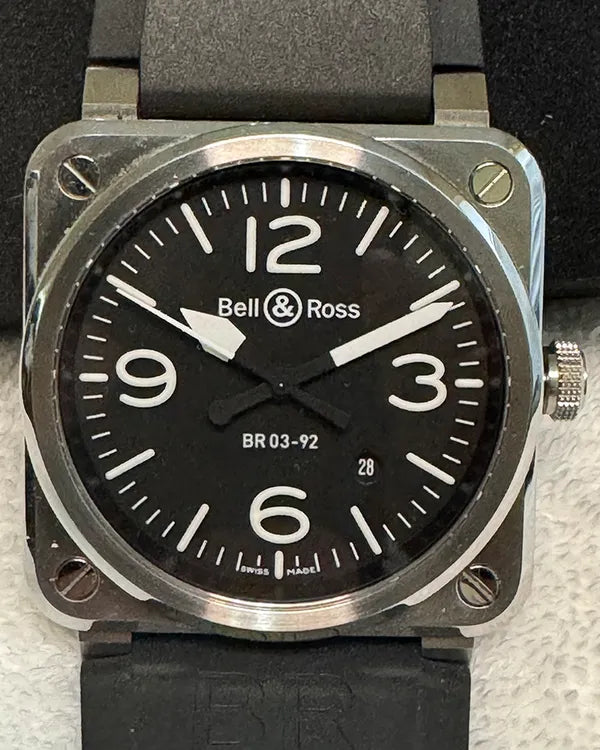 No Reserve - Bell & Ross BR 03-92 Diver 42MM Black Dial Rubber Strap (BR 03-92-S)