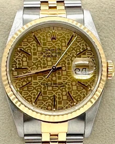 1989 (L Serial) Rolex Datejust 36MM Champagne "Jubilee Motif" Dial Two-Tone Jubilee Bracelet (16233)