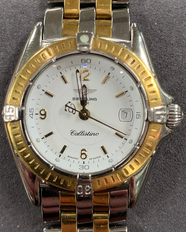 Breitling Callistino 28MM Quartz White Dial Two-Tone Bracelet (D52045)