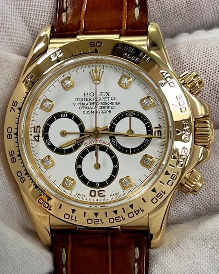 1996 (T Serial) Rolex Cosmograph Daytona 40MM White Dial Leather Strap (16518)