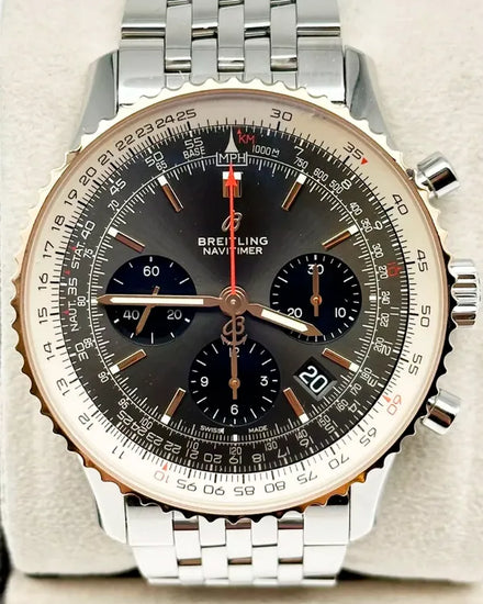 2018 Breitling Navitimer 1 B01 Chronograph 43MM Grey Dial Steel Bracelet (UB0121)