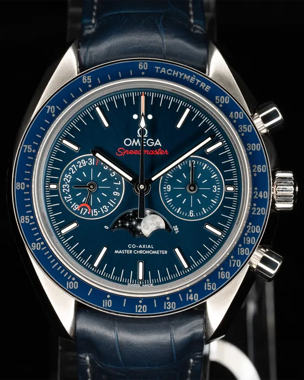 2017 Omega Speedmaster Moonphase 44.25MM Blue Dial Leather Strap (304.33.44.52.03.001)