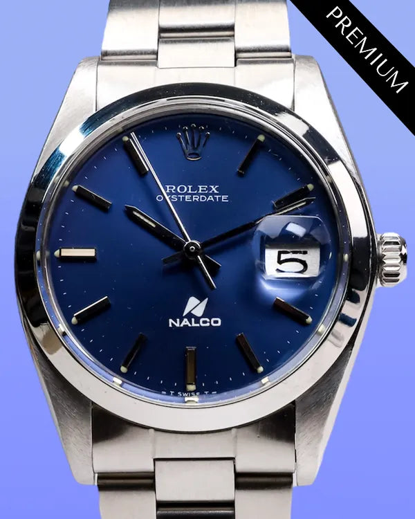 1981 Rare Rolex Oyster Precision Date 34MM Blue "Nalco" Dial Oyster Bracelet (6694)