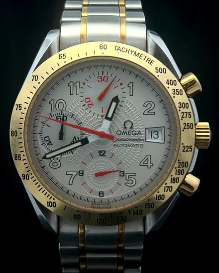 Rare Omega Speedmaster Date 39MM Silver Dial Two-Tone Bracelet (3313.33)