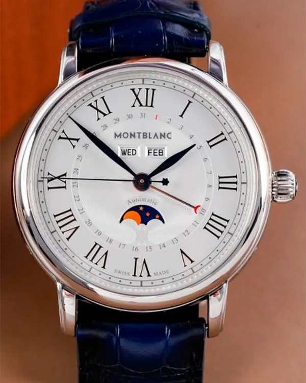 2020 Montblanc Star Legacy Full Calendar 42MM Silver Dial Leather Strap (119955)