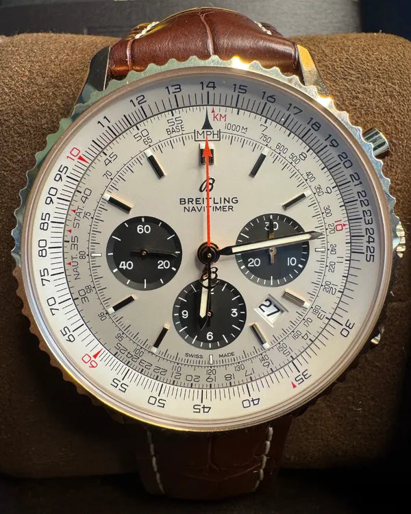 2019 Breitling Navitimer 46MM Silver Dial Leather Strap (RB0127121G1P1)