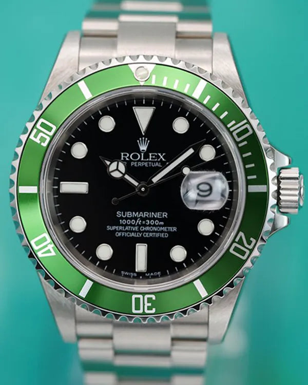 2005 Rare (D Serial) Rolex Submariner Date "Kermit" 40MM Black Dial Oyster Bracelet (16610LV)