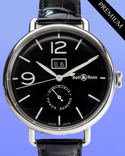 No Reserve - Bell & Ross WWI Military Grande Date & Reserve de Marche 45MM Black Dial Leather Strap (BR WW1-90-S)