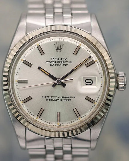 1971 (2.6 Mill Serial) Rolex Datejust 36MM Silver "Staple" Dial Jubilee Bracelet (1601)