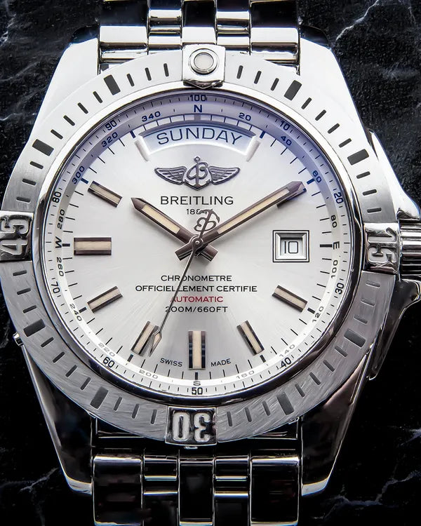 2014 Breitling Galactic 44MM Silver Dial Steel Bracelet (A45320B9/G797)