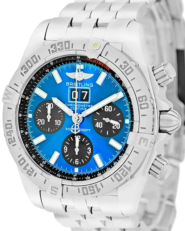 Breitling Chronomat Blackbird 43.7MM Blue Dial Steel Bracelet (A44359)