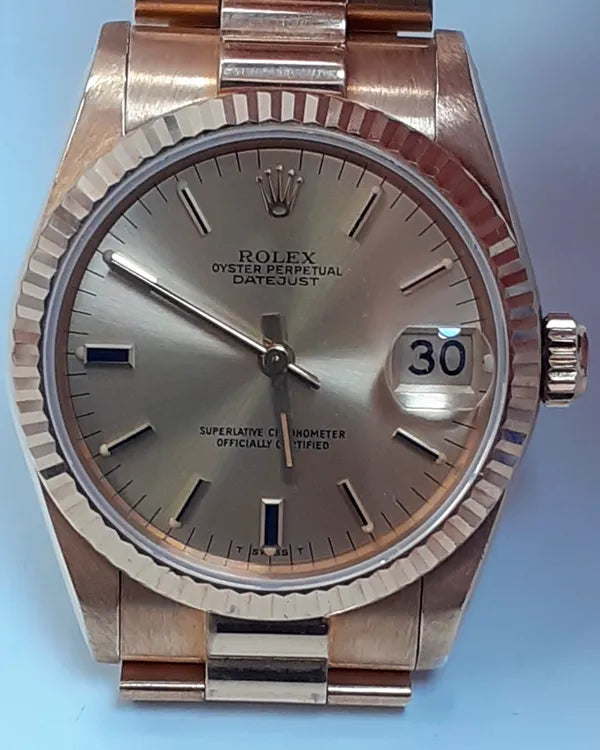 1985 Rolex Datejust 31MM Champagne Dial Yellow Gold President Bracelet (68278)