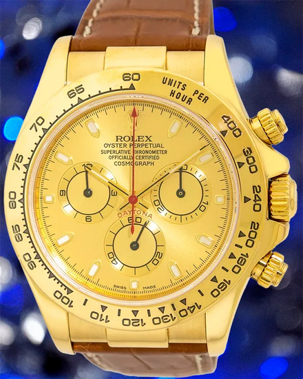 Rolex Cosmograph Daytona 40MM Champagne Dial Leather Strap (116518)