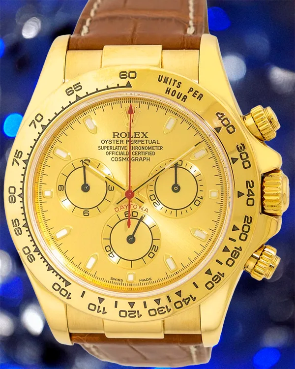 Rolex Cosmograph Daytona 40MM Champagne Dial Leather Strap (116518)