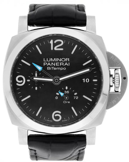 2023 Panerai Luminor Power Reserve BiTempo 44MM Black Dial Leather Strap (PAM01360)