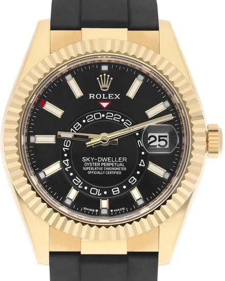 2023 Rolex Sky-Dweller 42MM Black Dial Rubber Strap (336238)