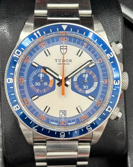 2016 Tudor Heritage Chrono 42MM White/Blue Dial Steel Bracelet (70330B)