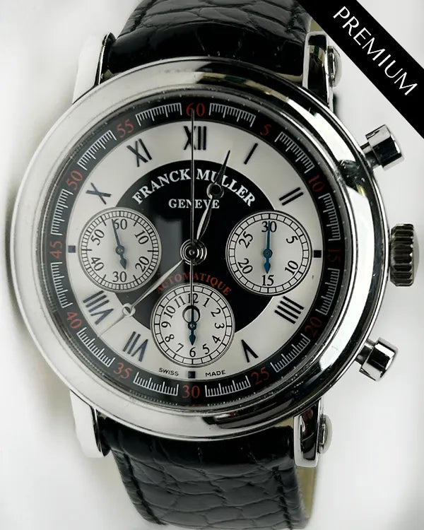 Franck Muller Round Ronde Chronograph 42MM White Dial Leather Strap (7002CC)