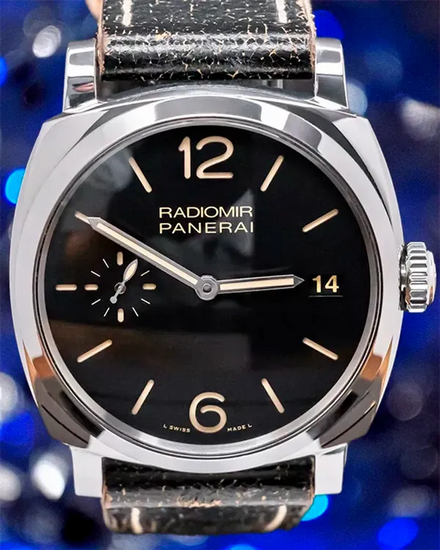 2015 Panerai Radiomir 1940 3 Days "Acciaio" 47MM Black Dial Leather Strap (PAM00514)