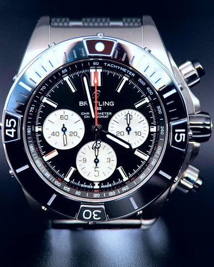2025 Breitling Super Chronomat B01 44MM Black Dial Rubber Strap (AB0136251B1S1)