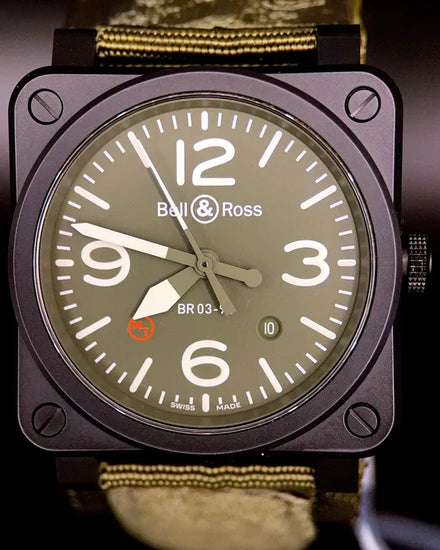 Bell & Ross BR 03 42MM Green Dial Textile Strap (BR0392)