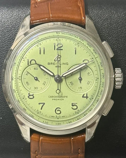Breitling Premier B09 40MM Green Dial Leather Strap (AB0930D31L1P1)