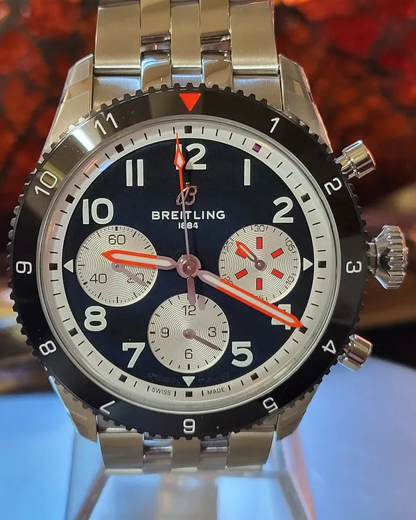 Breitling Classic Avi "Mosquito" 42MM Black Dial Steel Bracelet (Y233801A1B1A1)
