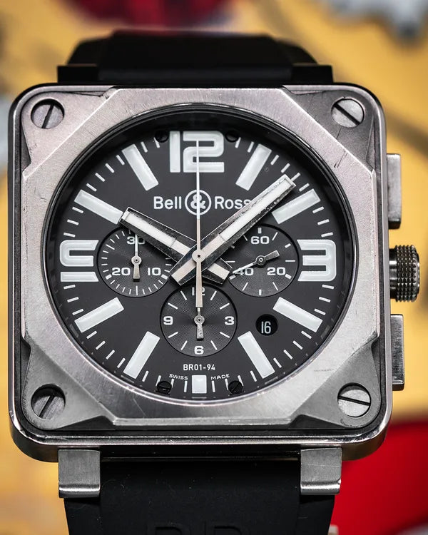 Bell & Ross BR 01 Chronograph 46MM Grey Dial Rubber Strap (BR0194-TI-PRO)