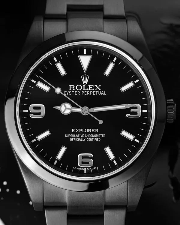 Rolex Explorer 39MM Black Dial Aftermarket Steel PVD/DLC Coated Bracelet (214270)