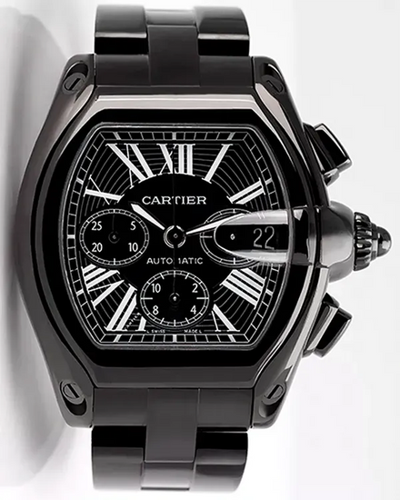 Cartier Roadster XL 48MM Black Dial Aftermarket Steel Bracelet (W62020X6)