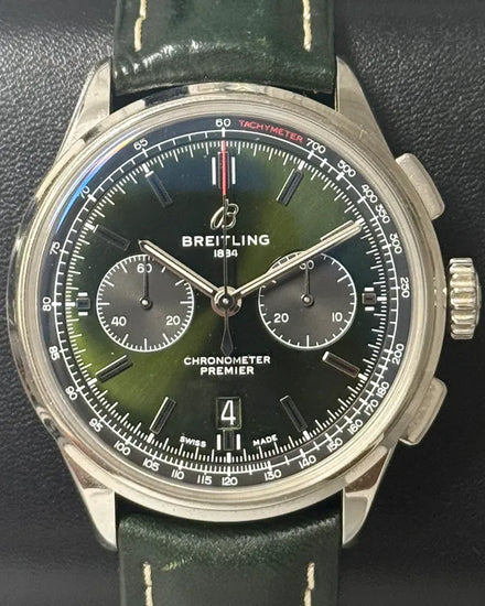 2019 Breitling Premier B01 Chronograph Bentley Edition 42MM Green Dial Leather Strap (AB0118A11L1X1)