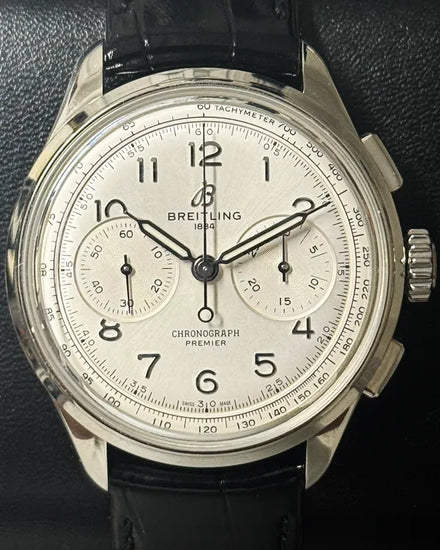 Breitling Premier B09 Chronograph 40MM Silver Dial Leather Strap (AB0930371G1P1)