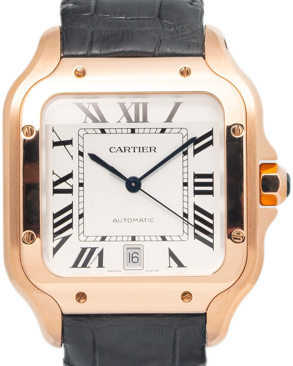 Cartier Santos De Cartier 39.8MM White Dial Leather Strap (WGSA0019)