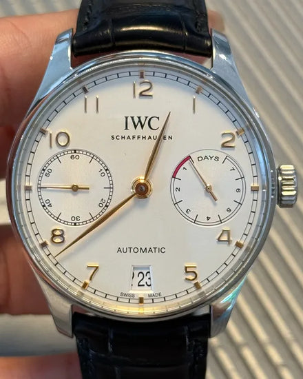 2015 IWC Schaffhausen Portugieser 42.3MM Silver Dial Leather Strap (IW500704)