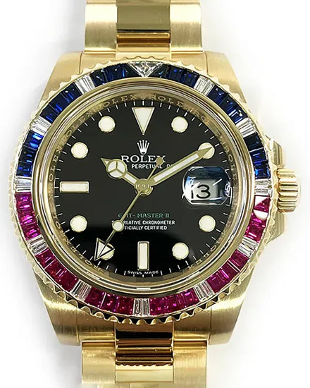 2012 Rolex GMT-Master II "SARU" 40MM Black Dial Yellow Gold Oyster Bracelet (116748SARU)