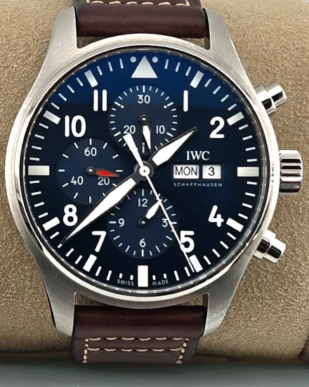 2022 IWC Schaffhausen Pilot Chronograph "Le Petit Prince" 43MM Blue Dial Leather Strap (IW377714)