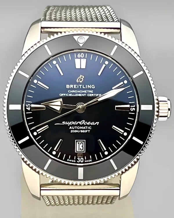 No Reserve - Breitling Superocean Heritage II 46MM Black Dial Steel Bracelet (AB2020)