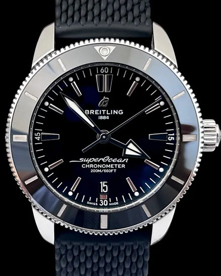 No Reserve - 2023 Breitling Superocean Heritage II 44MM Steel Black Dial Rubber Strap (AB2030121B1S1)