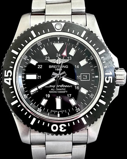 No Reserve - 2018 Breitling Superocean 44MM Black Dial Steel Bracelet (Y1739310/BF45)