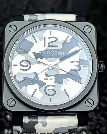 2020 Bell & Ross BR 03-92 Diver White Camo L. E. 42MM "Camo" Dial Leather Strap (BR0392-CG-CE/SCA)