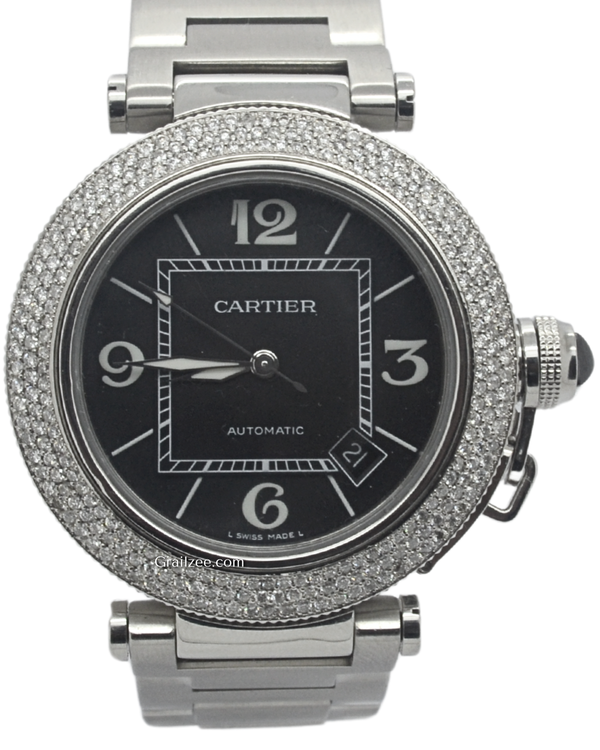 Cartier Pasha De Cartier Seatimer 40MM Black Dial Steel Bracelet (2790)