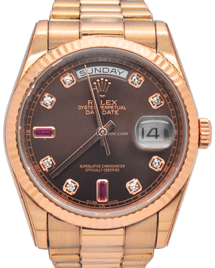 2018 Rolex Day-Date 36MM Chocolate Dial Rose Gold President Bracelet (118235)