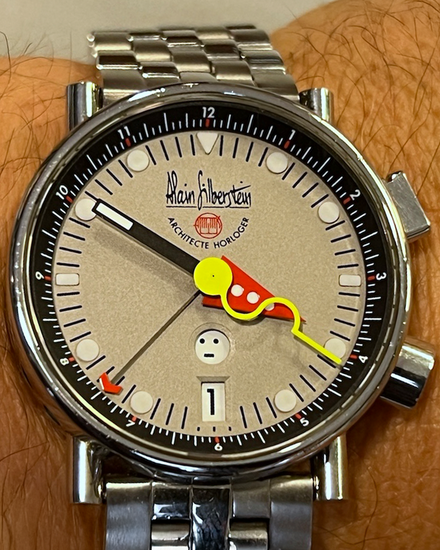 Alain Silberstein Le Reveil "Smileday" GMT L.E. 37MM Silver Dial Steel Bracelet (LR 42 GMT)