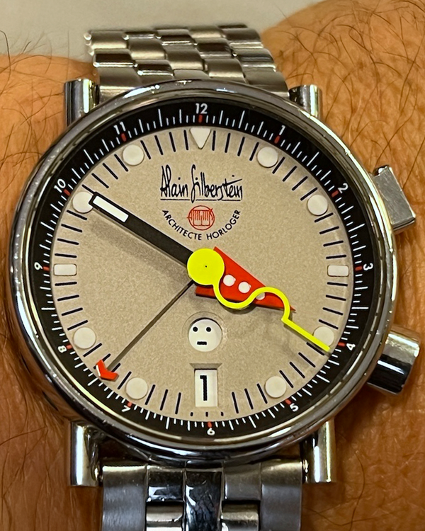 Alain Silberstein Le Reveil "Smileday" GMT L.E. 37MM Silver Dial Steel Bracelet (LR 42 GMT)