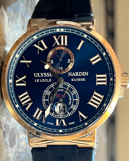 Ulysse Nardin Marine Maxi 43MM Blue Dial Leather Strap (266-67)