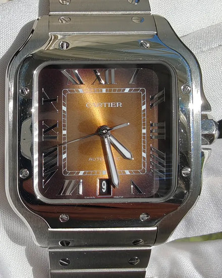 2024 Cartier Santos De Cartier 39.8MM Brown Dial Steel Bracelet (WSSA0064)
