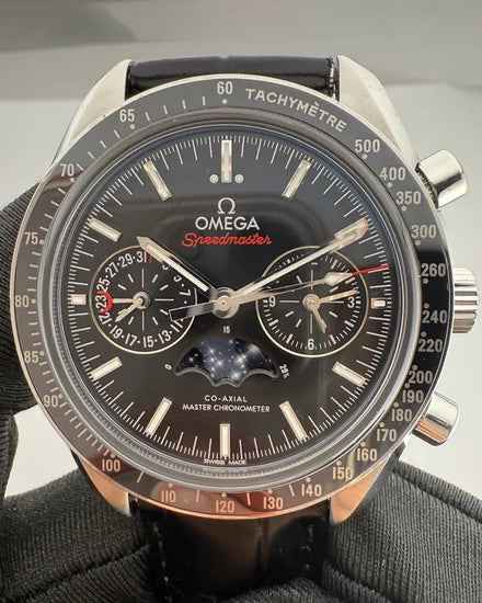 2019 Omega Speedmaster Moonphase 44.25MM Black Dial Leather Strap (304.33.44.52.01.001)