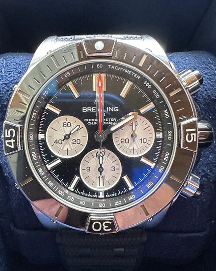 Breitling Super Chronomat B01 44MM Black Dial Rubber Strap (AB0136251B1S1)