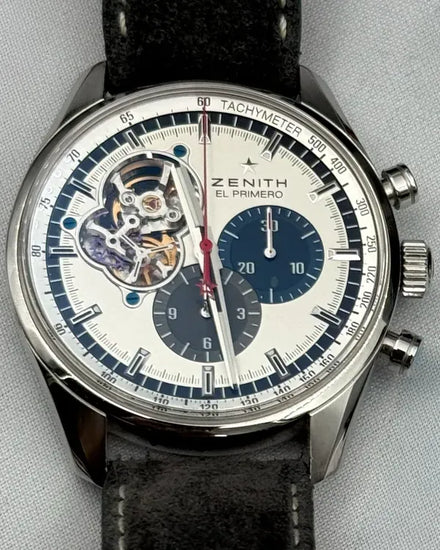 2014 Zenith Chronomaster El Primero Open 42MM Silver Dial Leather Strap (03.2040.4061/69.C496)