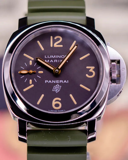 2018 Panerai Luminor Marina "Logo Acciaio" 44MM Brown Dial Rubber Strap (PAM00632)